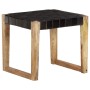 Black Genuine Leather and Solid Mango Wood Stool by vidaXL, Folding stools and chairs - Ref: Foro24-321837, Price: 83,95 €, D...