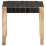 Black Genuine Leather and Solid Mango Wood Stool by vidaXL, Folding stools and chairs - Ref: Foro24-321837, Price: 83,95 €, D...