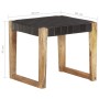 Black Genuine Leather and Solid Mango Wood Stool by vidaXL, Folding stools and chairs - Ref: Foro24-321837, Price: 83,95 €, D...