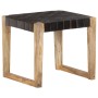 Black Genuine Leather and Solid Mango Wood Stool by vidaXL, Folding stools and chairs - Ref: Foro24-321837, Price: 83,95 €, D...