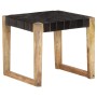 Black Genuine Leather and Solid Mango Wood Stool by vidaXL, Folding stools and chairs - Ref: Foro24-321837, Price: 83,95 €, D...