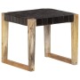 Black Genuine Leather and Solid Mango Wood Stool by vidaXL, Folding stools and chairs - Ref: Foro24-321837, Price: 83,95 €, D...