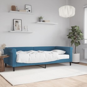 Sofa bed with blue velvet mattress 90x200 cm by vidaXL, Beds and slatted bases - Ref: Foro24-3197746, Price: 344,69 €, Discou...