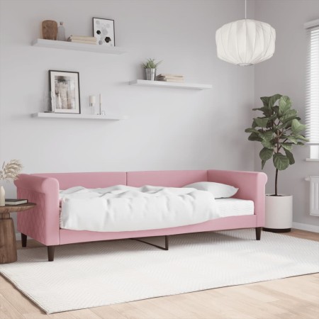 Sofa bed with pink velvet mattress 80x200 cm by vidaXL, Beds and slatted bases - Ref: Foro24-3197743, Price: 327,50 €, Discou...