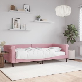 Sofa bed with pink velvet mattress 90x200 cm by vidaXL, Beds and slatted bases - Ref: Foro24-3197750, Price: 344,99 €, Discou...