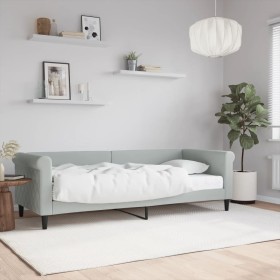 Sofa bed with light gray velvet mattress 80x200 cm by vidaXL, Beds and slatted bases - Ref: Foro24-3197740, Price: 329,99 €, ...