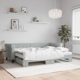 Trundle sofa bed with light gray velvet mattress 80x200 cm by vidaXL, Beds and slatted bases - Ref: Foro24-3197788, Price: 41...