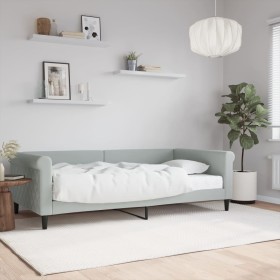 Sofá cama con colchón terciopelo gris claro 100x200 cm de vidaXL, Camas y somieres - Ref: Foro24-3197754, Precio: 343,99 €, D...