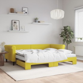 Sofá cama nido con colchón terciopelo amarillo 90x200 cm de vidaXL, Camas y somieres - Ref: Foro24-3197800, Precio: 480,99 €,...