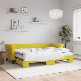 Sofá cama nido con cajones terciopelo amarillo 80x200 cm de vidaXL, Camas y somieres - Ref: Foro24-3197793, Precio: 453,99 €,...