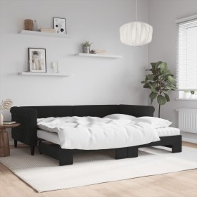 Sofá cama nido con colchón terciopelo negro 90x200 cm de vidaXL, Camas y somieres - Ref: Foro24-3197799, Precio: 437,99 €, De...