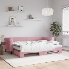 Trundle sofa bed with pink velvet mattress 80x200 cm by vidaXL, Beds and slatted bases - Ref: Foro24-3197791, Price: 416,39 €...