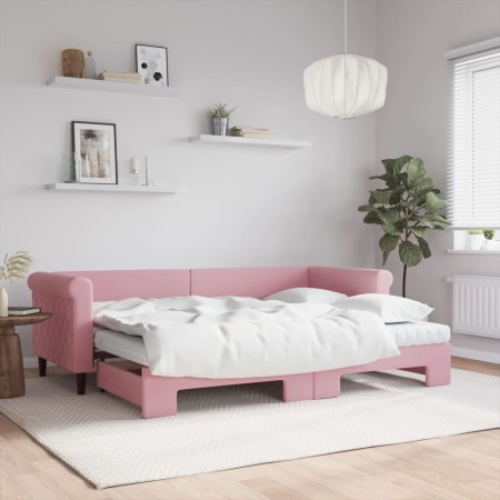 Sofá cama nido con colchón terciopelo rosa 80x200 cm de vidaXL, Camas y somieres - Ref: Foro24-3197791, Precio: 450,01 €, Des...