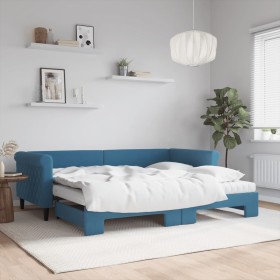 Sofá cama nido con colchón terciopelo azul 90x200 cm de vidaXL, Camas y somieres - Ref: Foro24-3197794, Precio: 420,62 €, Des...