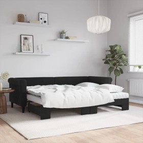 Sofá cama nido con colchón terciopelo negro 80x200 cm de vidaXL, Camas y somieres - Ref: Foro24-3197792, Precio: 413,99 €, De...