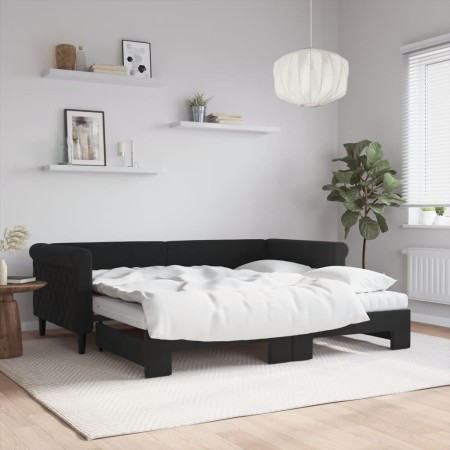 Sofá cama nido con colchón terciopelo negro 90x190 cm de vidaXL, Camas y somieres - Ref: Foro24-3197810, Precio: 499,99 €, De...