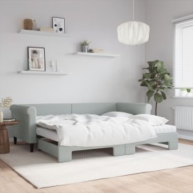 Trundle sofa bed with light gray velvet mattress 90x200 cm by vidaXL, Beds and slatted bases - Ref: Foro24-3197795, Price: 43...