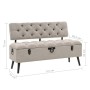 Storage bench with cream fabric backrest 110 cm by vidaXL, Benches for halls and storage - Ref: Foro24-339298, Price: 235,30 ...