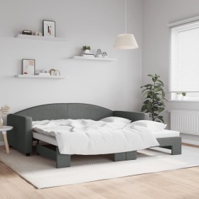 Trundle sofa bed dark gray fabric 100x200 cm by vidaXL, Beds and slatted bases - Ref: Foro24-3197194, Price: 283,24 €, Discou...