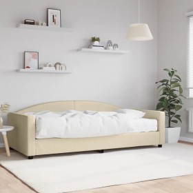 Sofa bed with cream fabric mattress 100x200 cm by vidaXL, Beds and slatted bases - Ref: Foro24-3197179, Price: 350,99 €, Disc...