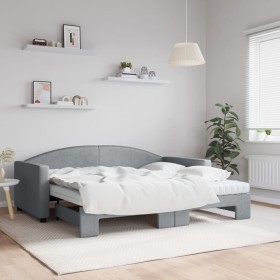 Trundle sofa bed with light gray fabric mattress 90x190 cm by vidaXL, Beds and slatted bases - Ref: Foro24-3197216, Price: 46...