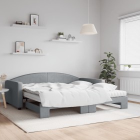 Trundle sofa bed with light gray fabric mattress 100x200 cm by vidaXL, Beds and slatted bases - Ref: Foro24-3197211, Price: 4...