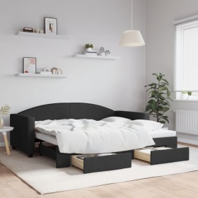 Trundle sofa bed with drawers black fabric 90x190 cm by vidaXL, Beds and slatted bases - Ref: Foro24-3197236, Price: 353,99 €...