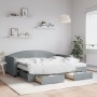 Trundle sofa bed with drawers light gray fabric 90x190 cm by vidaXL, Beds and slatted bases - Ref: Foro24-3197252, Price: 500...