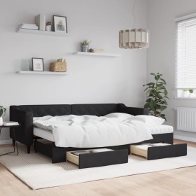 Trundle sofa bed with drawers black fabric 80x200 cm by vidaXL, Beds and slatted bases - Ref: Foro24-3197477, Price: 486,99 €...