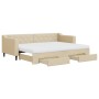 Trundle sofa bed with drawers cream fabric 80x200 cm by vidaXL, Beds and slatted bases - Ref: Foro24-3197479, Price: 470,92 €...