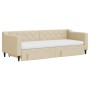 Trundle sofa bed with drawers cream fabric 80x200 cm by vidaXL, Beds and slatted bases - Ref: Foro24-3197479, Price: 470,92 €...