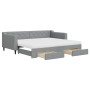 Trundle sofa bed with drawers light gray fabric 90x200 cm by vidaXL, Beds and slatted bases - Ref: Foro24-3197480, Price: 482...