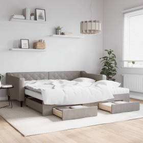 Sofá cama nido con cajones tela gris taupe 100x200 cm de vidaXL, Camas y somieres - Ref: Foro24-3197488, Precio: 497,99 €, De...