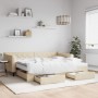 Trundle sofa bed with drawers cream fabric 90x200 cm by vidaXL, Beds and slatted bases - Ref: Foro24-3197484, Price: 475,71 €...