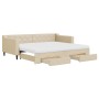 Trundle sofa bed with drawers cream fabric 90x200 cm by vidaXL, Beds and slatted bases - Ref: Foro24-3197484, Price: 475,71 €...