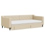 Trundle sofa bed with drawers cream fabric 90x200 cm by vidaXL, Beds and slatted bases - Ref: Foro24-3197484, Price: 475,71 €...