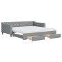 Trundle sofa bed with drawers light gray fabric 100x200 cm by vidaXL, Beds and slatted bases - Ref: Foro24-3197485, Price: 49...