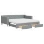 Trundle sofa bed with drawers light gray fabric 90x190 cm by vidaXL, Beds and slatted bases - Ref: Foro24-3197490, Price: 503...