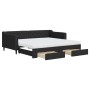 Trundle sofa bed with drawers black fabric 90x190 cm by vidaXL, Beds and slatted bases - Ref: Foro24-3197492, Price: 502,71 €...