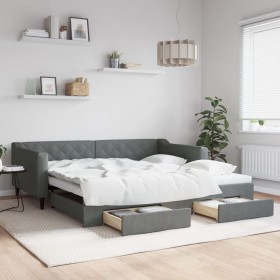 Trundle sofa bed with drawers dark gray fabric 100x200 cm by vidaXL, Beds and slatted bases - Ref: Foro24-3197468, Price: 340...