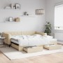 Trundle sofa bed with drawers cream fabric 100x200 cm by vidaXL, Beds and slatted bases - Ref: Foro24-3197489, Price: 492,00 ...