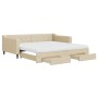 Trundle sofa bed with drawers cream fabric 100x200 cm by vidaXL, Beds and slatted bases - Ref: Foro24-3197489, Price: 492,00 ...