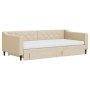 Trundle sofa bed with drawers cream fabric 100x200 cm by vidaXL, Beds and slatted bases - Ref: Foro24-3197489, Price: 492,00 ...