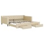 Trundle sofa bed with drawers cream fabric 100x200 cm by vidaXL, Beds and slatted bases - Ref: Foro24-3197471, Price: 334,60 ...