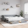 Trundle sofa bed with drawers light gray fabric 90x190 cm by vidaXL, Beds and slatted bases - Ref: Foro24-3197472, Price: 317...