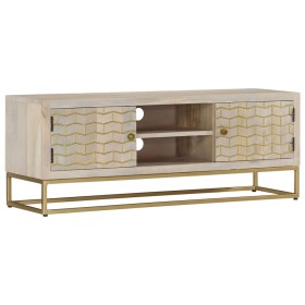 Mueble de TV madera maciza de mango blanqueada 110x30x40 cm de vidaXL, Muebles TV - Ref: Foro24-353911, Precio: 249,99 €, Des...