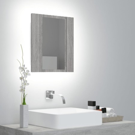 Armario de baño con espejo LED madera gris Sonoma 40x12x45 cm de vidaXL, Tocadores de baño - Ref: Foro24-822834, Precio: 38,7...