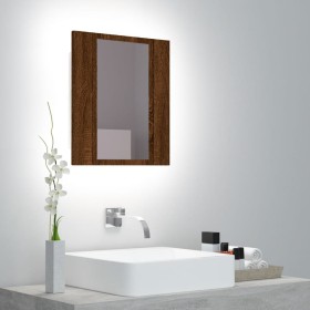 Armario de baño con espejo LED madera marrón roble 40x12x45 cm de vidaXL, Tocadores de baño - Ref: Foro24-822835, Precio: 38,...