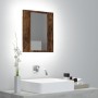 Armario de baño con espejo LED madera roble ahumado 40x12x45 cm de vidaXL, Tocadores de baño - Ref: Foro24-822833, Precio: 37...