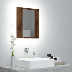 Armario de baño con espejo LED madera roble ahumado 40x12x45 cm de vidaXL, Tocadores de baño - Ref: Foro24-822833, Precio: 38...